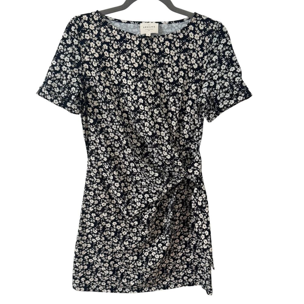 Sezane Pippa Short Dress in Madison Print Floral Black White Size Medium - Picture 4 of 9